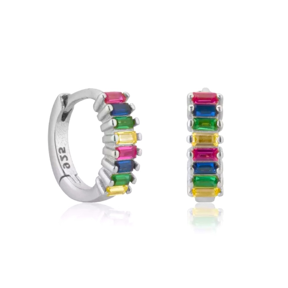 NWT PAVE GEM STONE GOLD MICRO HUGGIE HOOP EARRING SET